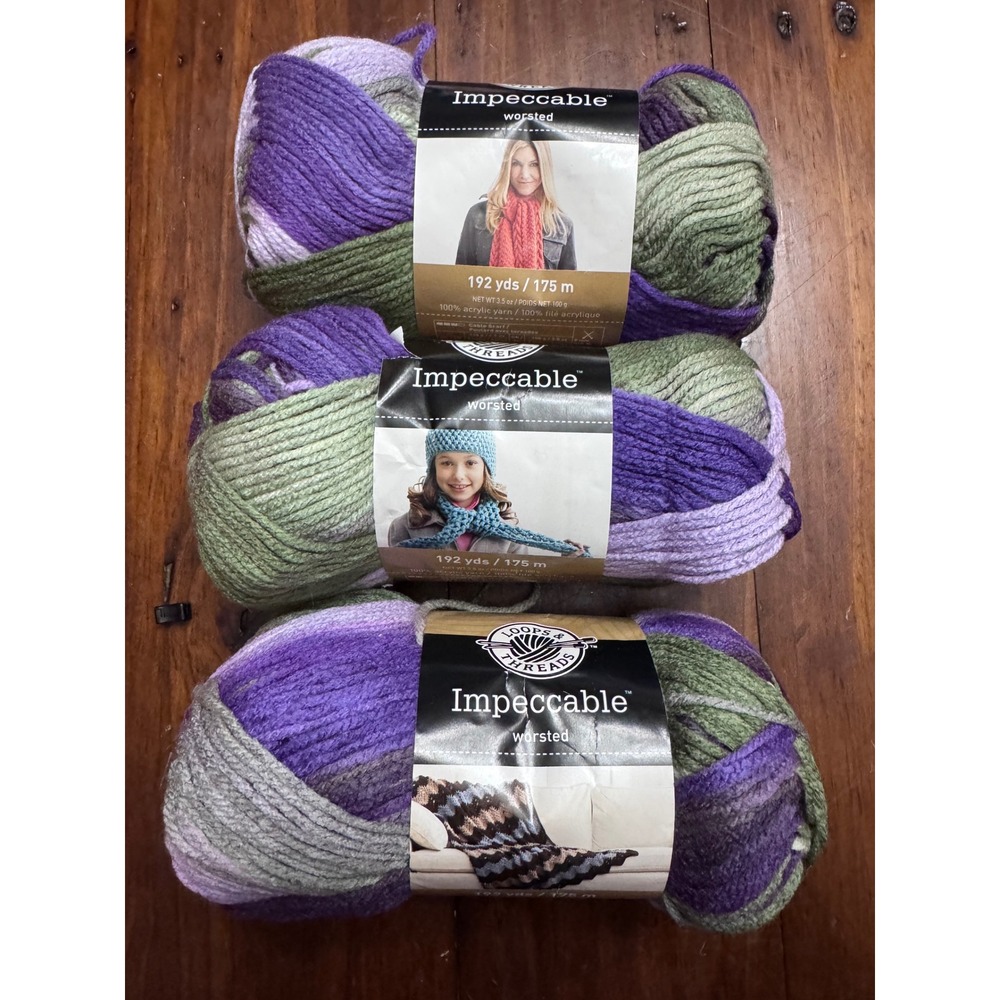 Loops & Threads Impeccable Fresh Lilac Ombre Acrylic Yarn 3 Skeins 576 Yards